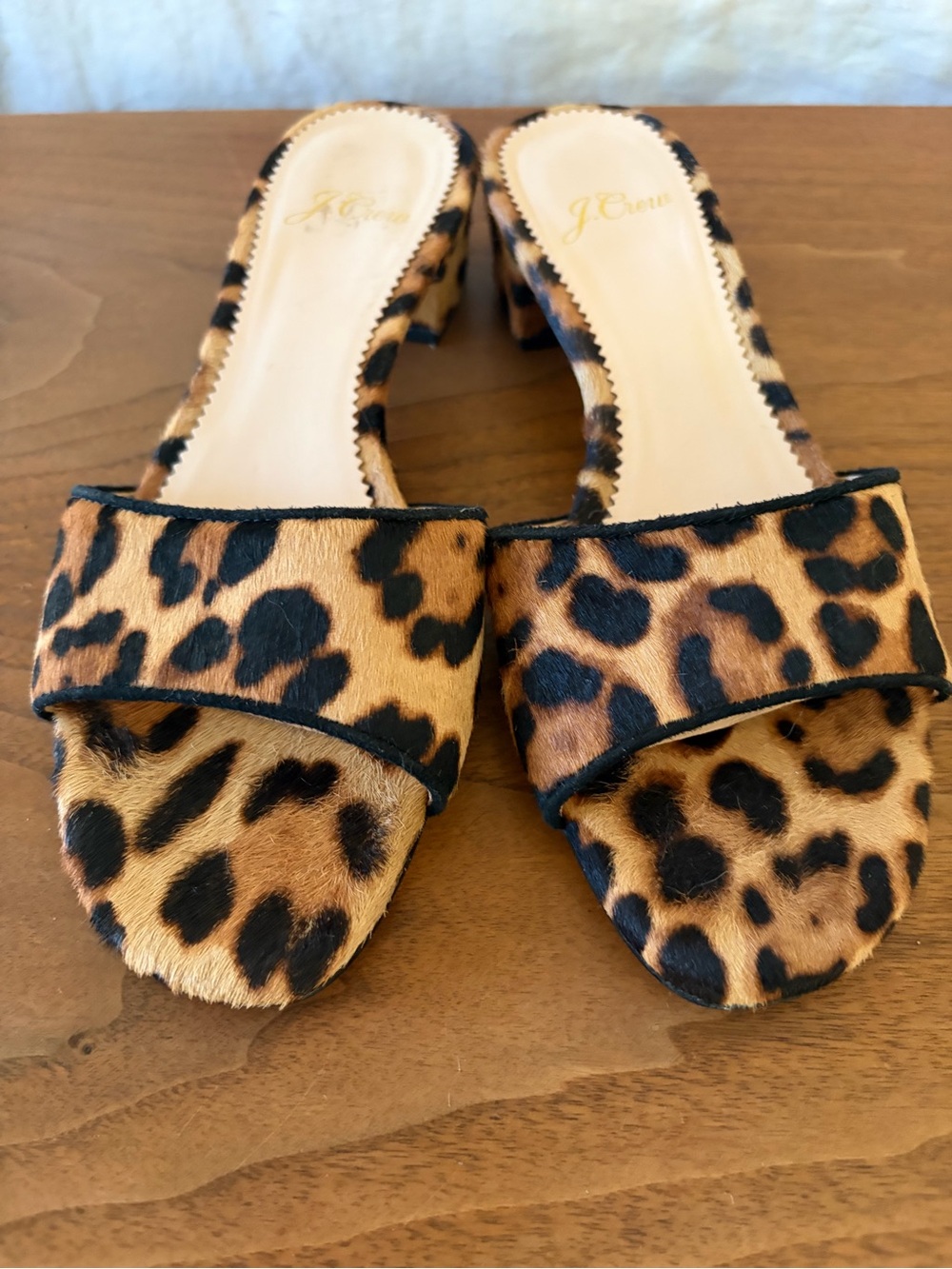 J. Crew Leopard-Print Open-Toe Mules - Brown/Black